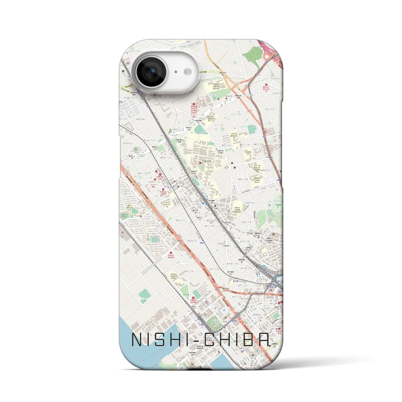 【西千葉（千葉県）】地図柄iPhoneケース（バックカバータイプ）