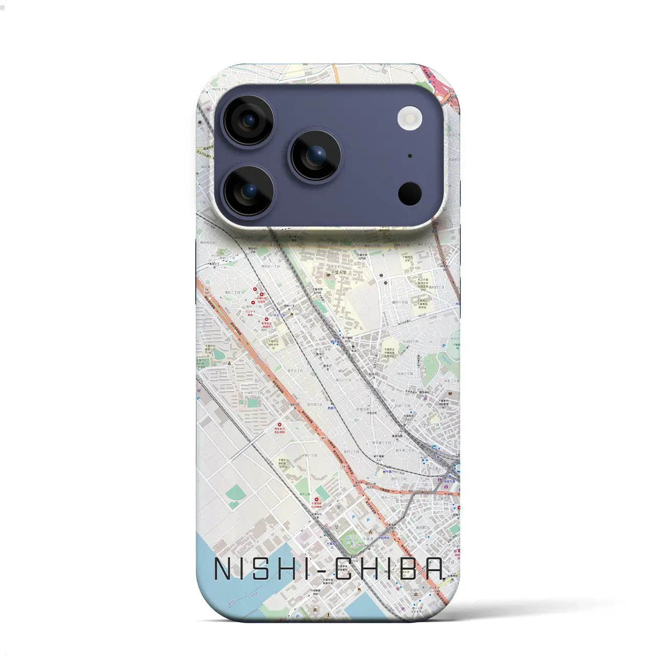 【西千葉（千葉県）】地図柄iPhoneケース（バックカバータイプ）