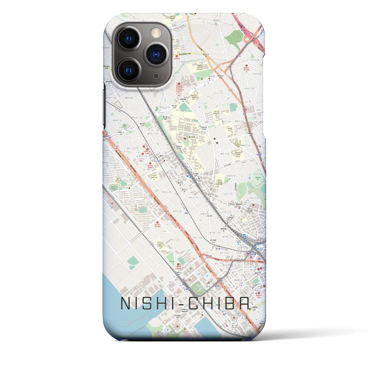 【西千葉（千葉県）】地図柄iPhoneケース（バックカバータイプ）