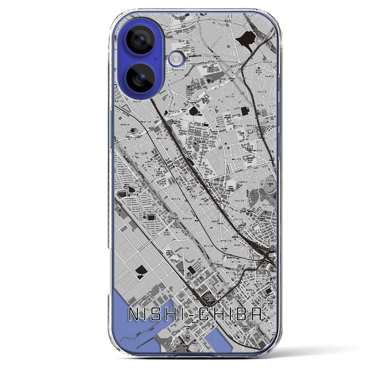【西千葉（千葉県）】地図柄iPhoneケース（クリアタイプ）