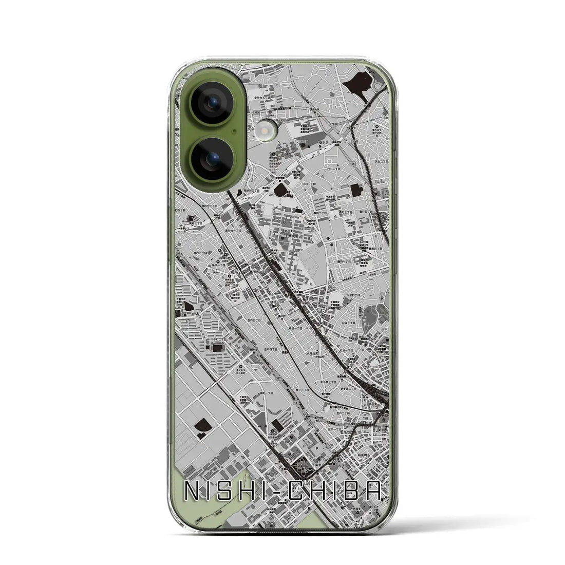 【西千葉(千葉県)】地図柄iPhoneケース(クリアタイプ)モノトーン・iPhone 17 Pro Max 用