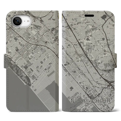 【西千葉（千葉県）】地図柄iPhoneケース（手帳タイプ）