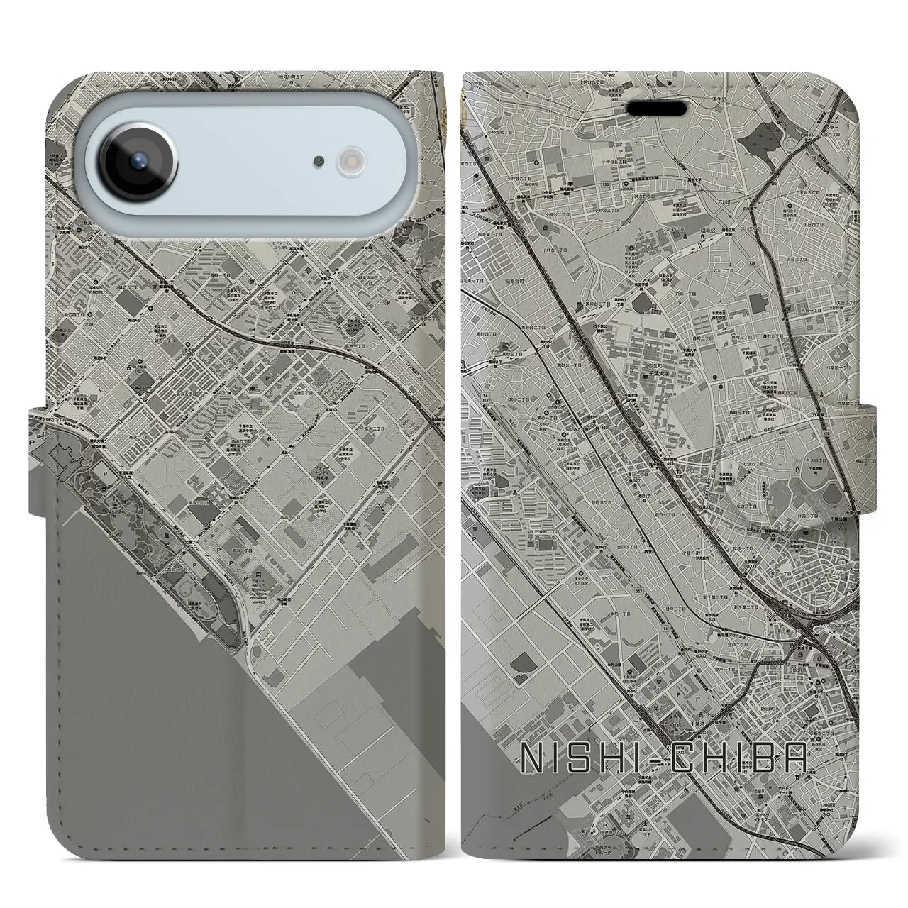 【西千葉（千葉県）】地図柄iPhoneケース（手帳タイプ）