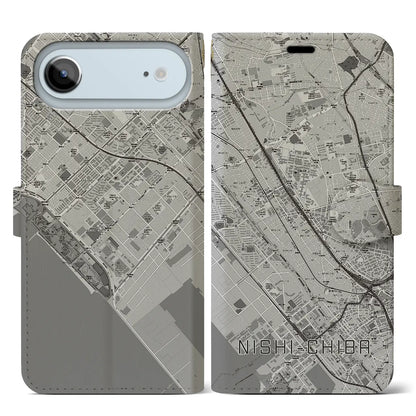 【西千葉（千葉県）】地図柄iPhoneケース（手帳タイプ）