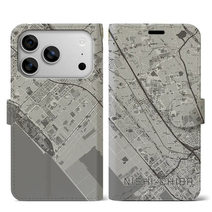 【西千葉（千葉県）】地図柄iPhoneケース（手帳タイプ）