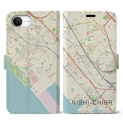 【西千葉（千葉県）】地図柄iPhoneケース（手帳タイプ）