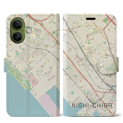 【西千葉（千葉県）】地図柄iPhoneケース（手帳タイプ）