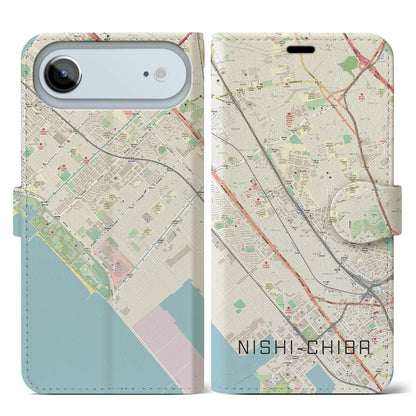 【西千葉（千葉県）】地図柄iPhoneケース（手帳タイプ）