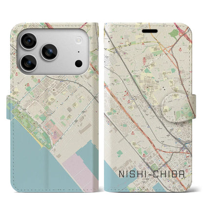 【西千葉（千葉県）】地図柄iPhoneケース（手帳タイプ）