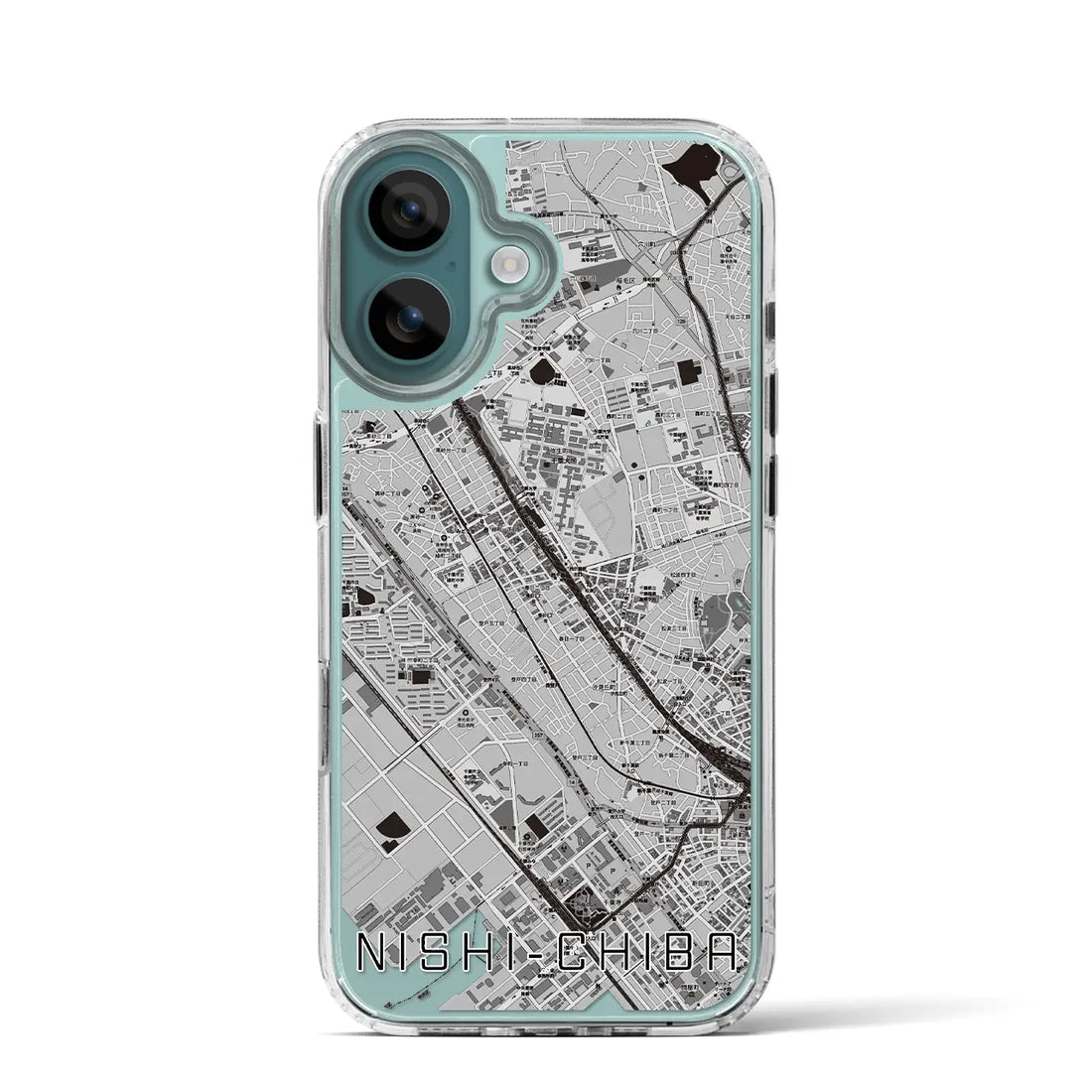 【西千葉（千葉県）】地図柄iPhoneケース（MagSafeタイプ）モノトーン・iPhone 16 Pro 用