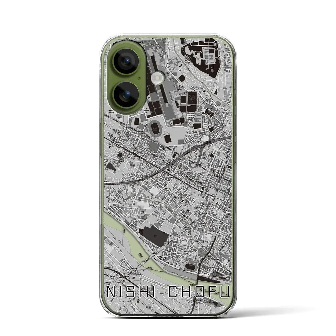 【西調布(東京都)】地図柄iPhoneケース(クリアタイプ)モノトーン・iPhone 17 Pro Max 用