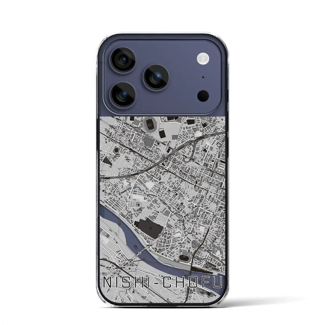 【西調布(東京都)】地図柄iPhoneケース(クリアタイプ)モノトーン・iPhone 17 Pro Max 用