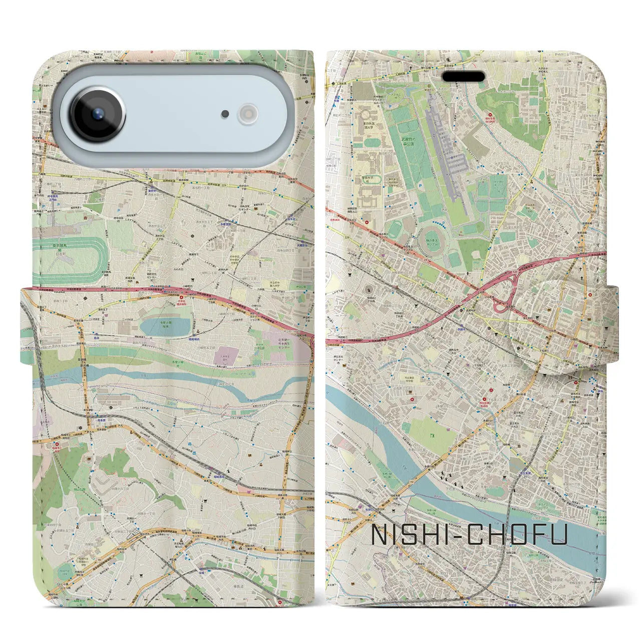 【西調布（東京都）】地図柄iPhoneケース（手帳タイプ）