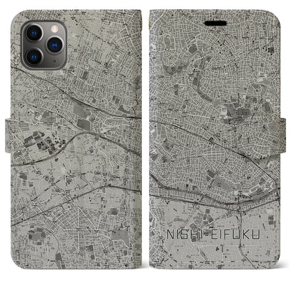 【西永福（東京都）】地図柄iPhoneケース（手帳タイプ）モノトーン・iPhone 11 Pro Max 用