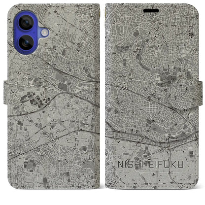 【西永福（東京都）】地図柄iPhoneケース（手帳タイプ）モノトーン・iPhone 16 Pro Max 用