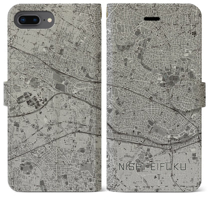 【西永福（東京都）】地図柄iPhoneケース（手帳タイプ）モノトーン・iPhone 8Plus /7Plus / 6sPlus / 6Plus 用