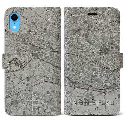 【西永福（東京都）】地図柄iPhoneケース（手帳タイプ）モノトーン・iPhone XR 用