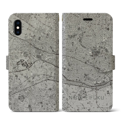 【西永福（東京都）】地図柄iPhoneケース（手帳タイプ）モノトーン・iPhone XS / X 用
