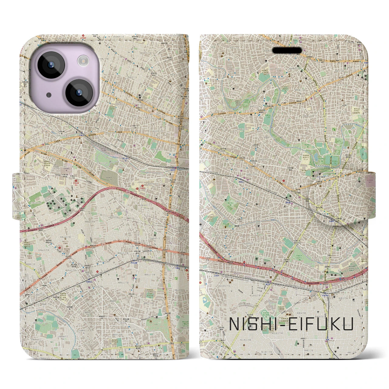 【西永福（東京都）】地図柄iPhoneケース（手帳タイプ）