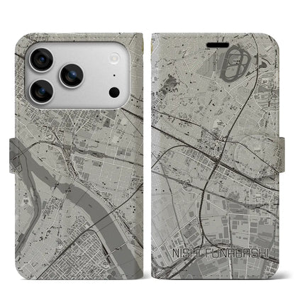 【西船橋（千葉県）】地図柄iPhoneケース（手帳タイプ）