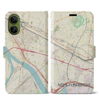 【西船橋（千葉県）】地図柄iPhoneケース（手帳タイプ）