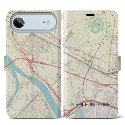 【西船橋（千葉県）】地図柄iPhoneケース（手帳タイプ）