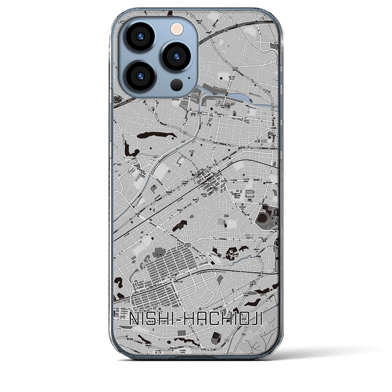 【西八王子（東京都）】地図柄iPhoneケース（クリアタイプ）