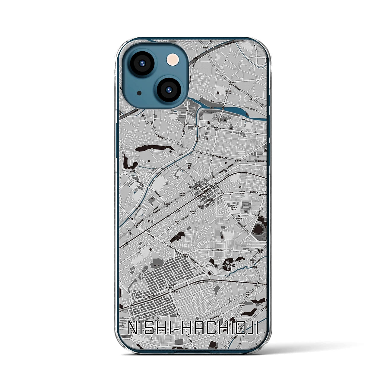 【西八王子（東京都）】地図柄iPhoneケース（クリアタイプ）
