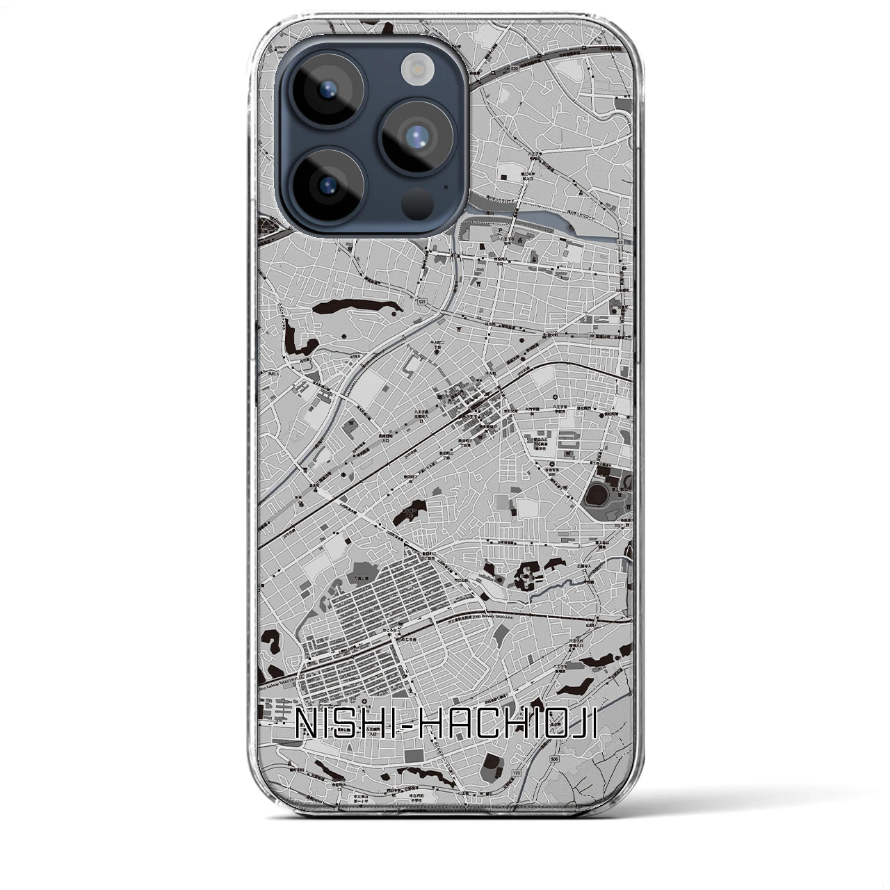 【西八王子（東京都）】地図柄iPhoneケース（クリアタイプ）