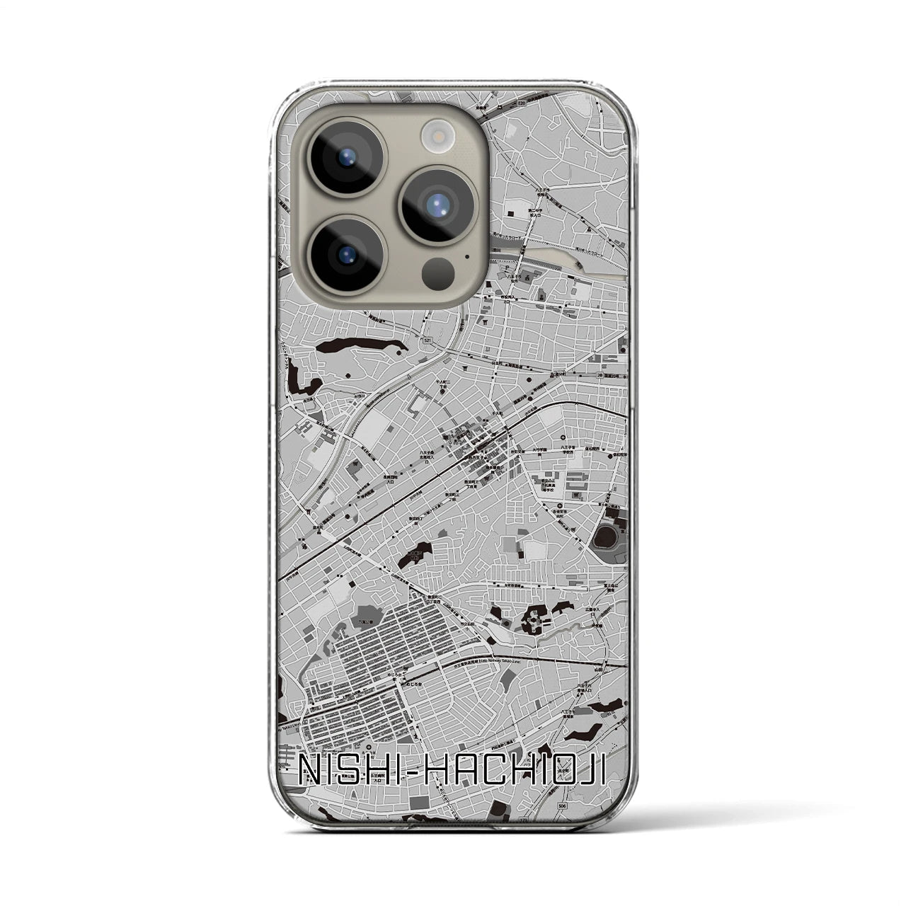 【西八王子（東京都）】地図柄iPhoneケース（クリアタイプ）