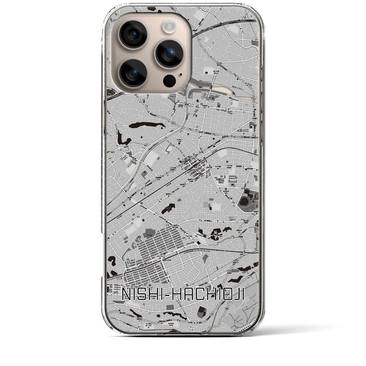 【西八王子（東京都）】地図柄iPhoneケース（クリアタイプ）