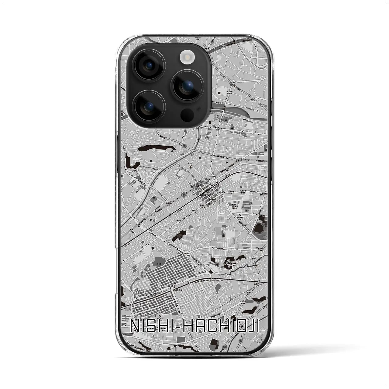 【西八王子（東京都）】地図柄iPhoneケース（クリアタイプ）