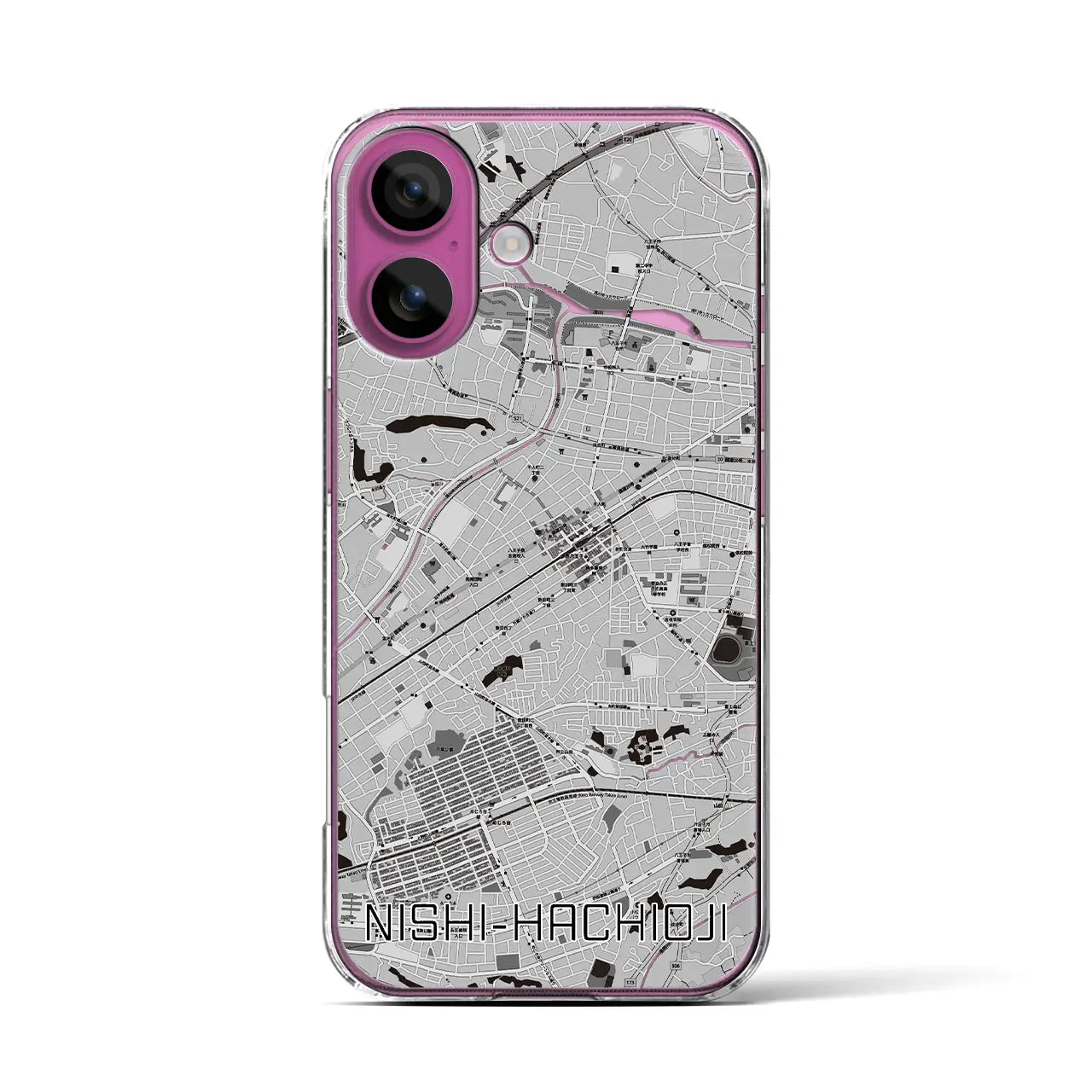 【西八王子（東京都）】地図柄iPhoneケース（クリアタイプ）