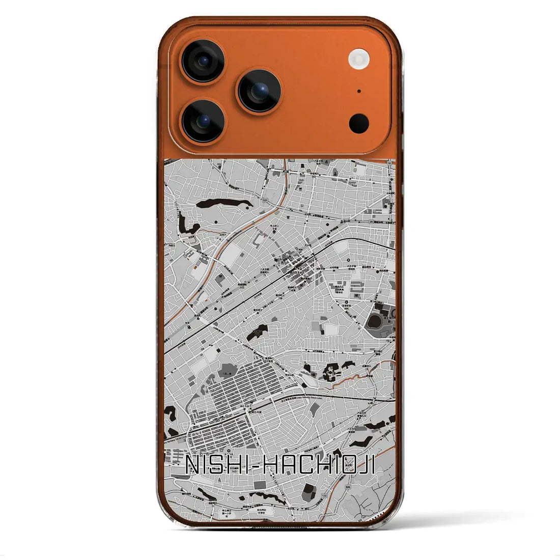 【西八王子（東京都）】地図柄iPhoneケース（クリアタイプ）モノトーン・iPhone 17 Pro Max 用