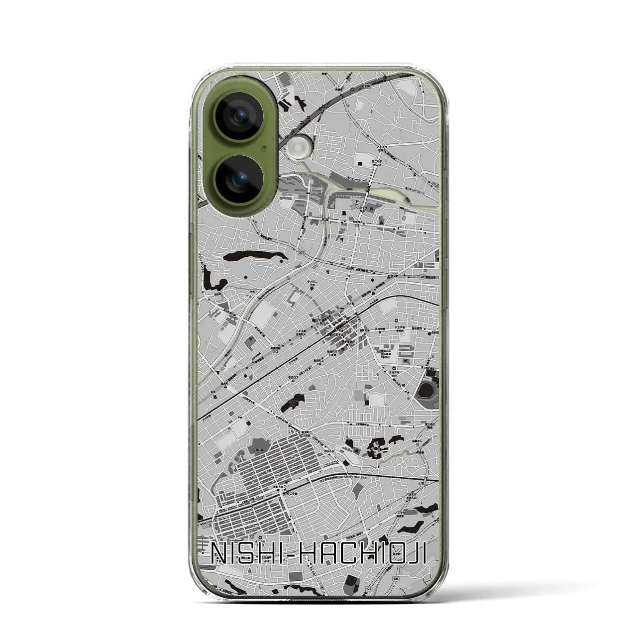 【西八王子（東京都）】地図柄iPhoneケース（クリアタイプ）