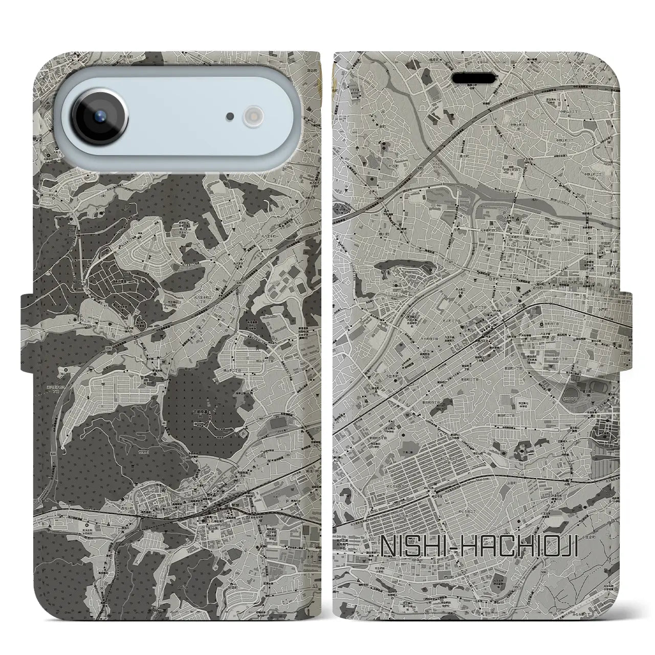 【西八王子（東京都）】地図柄iPhoneケース（手帳タイプ）