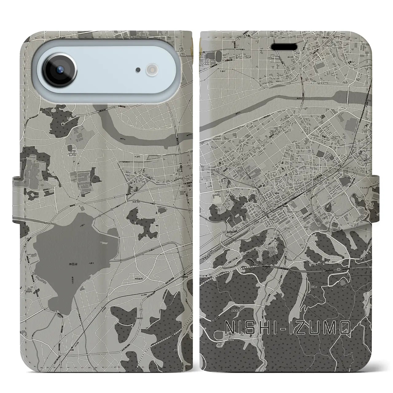 【西出雲（島根県）】地図柄iPhoneケース（手帳タイプ）