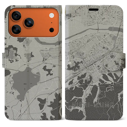 【西出雲（島根県）】地図柄iPhoneケース（手帳タイプ）