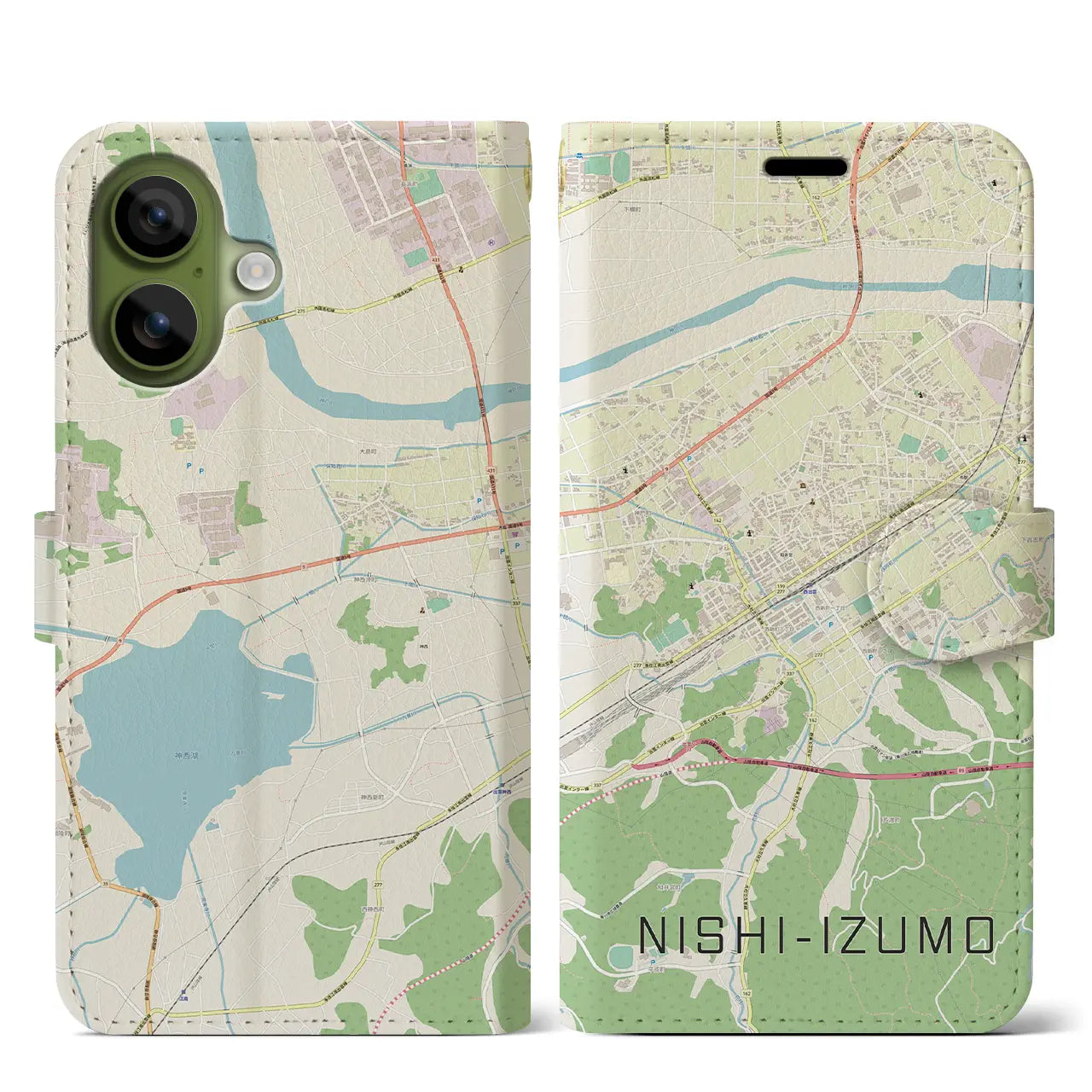 【西出雲（島根県）】地図柄iPhoneケース（手帳タイプ）