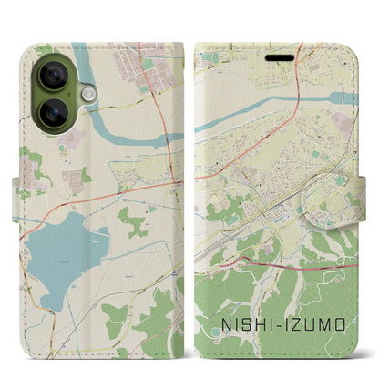 【西出雲（島根県）】地図柄iPhoneケース（手帳タイプ）