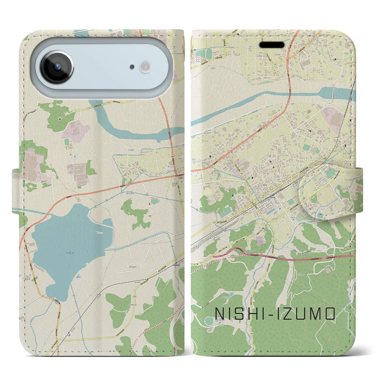 【西出雲（島根県）】地図柄iPhoneケース（手帳タイプ）