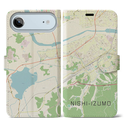 【西出雲（島根県）】地図柄iPhoneケース（手帳タイプ）