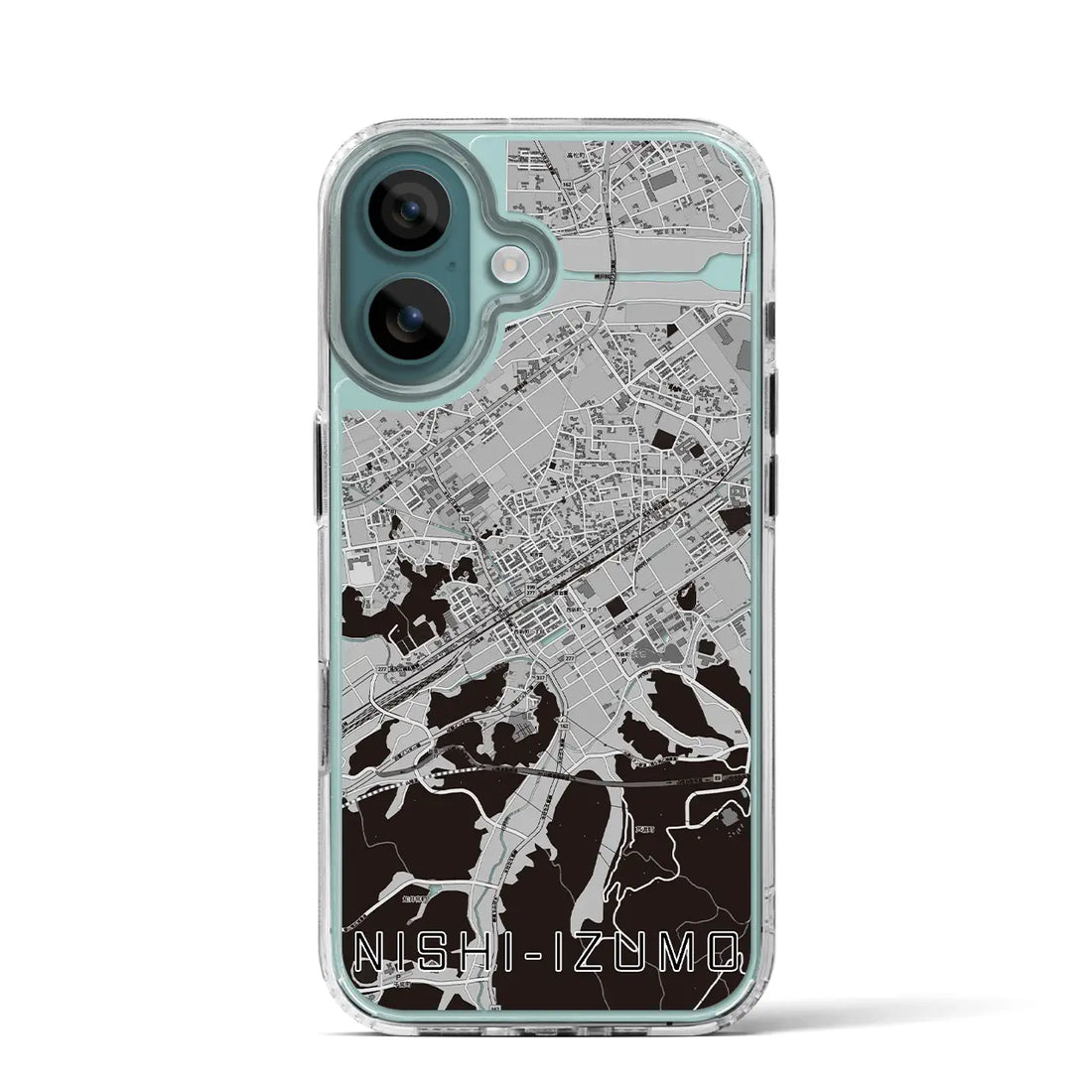 【西出雲（島根県）】地図柄iPhoneケース（MagSafeタイプ）モノトーン・iPhone 16 Pro 用