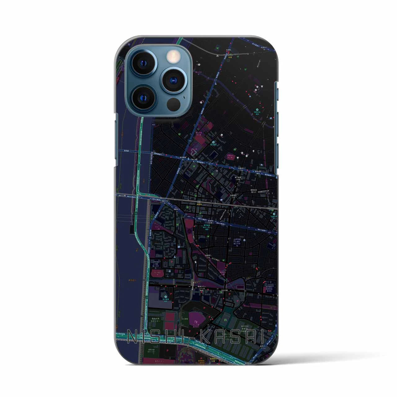 【西葛西（東京都）】地図柄iPhoneケース（バックカバータイプ）