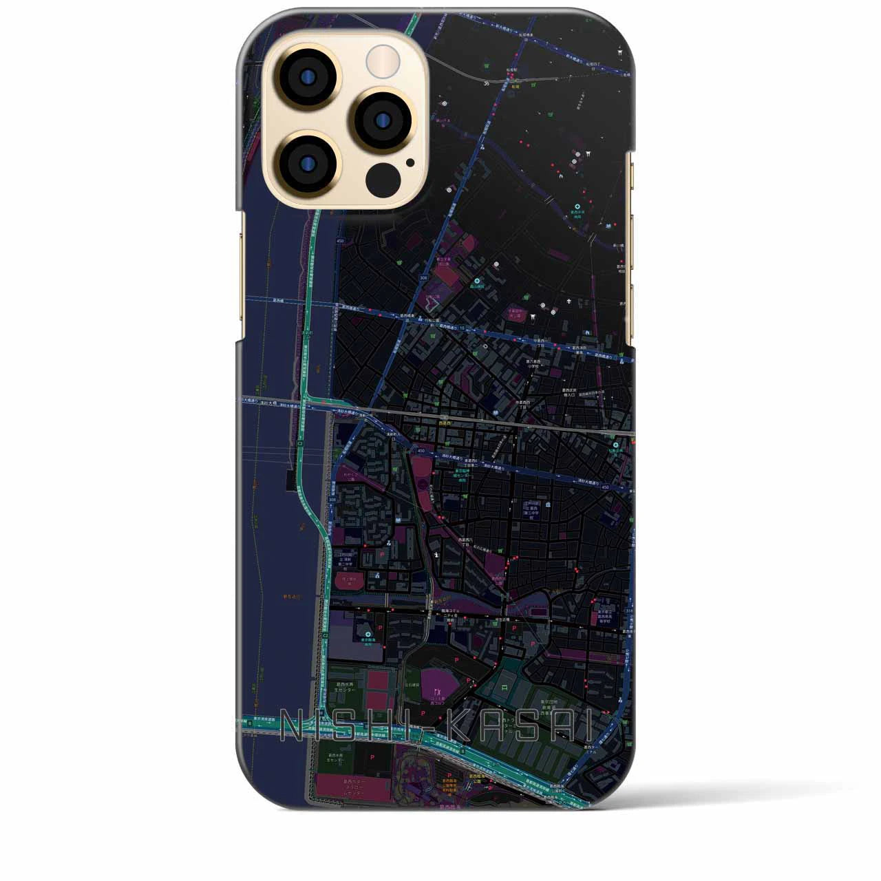【西葛西（東京都）】地図柄iPhoneケース（バックカバータイプ）