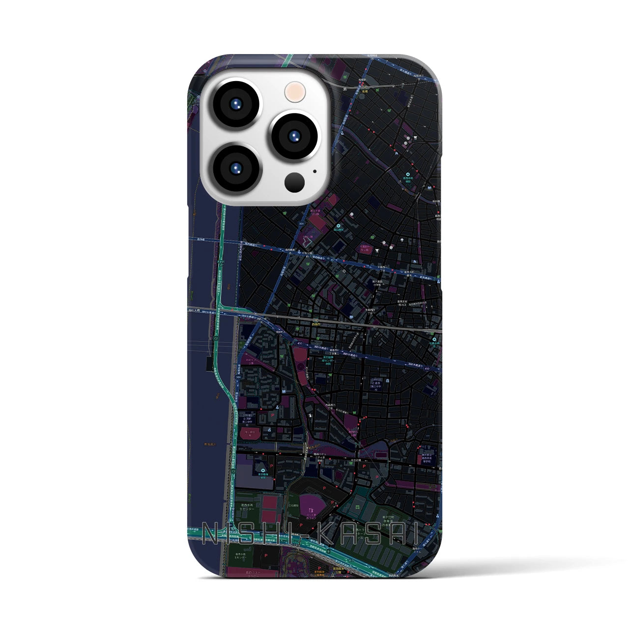 【西葛西（東京都）】地図柄iPhoneケース（バックカバータイプ）