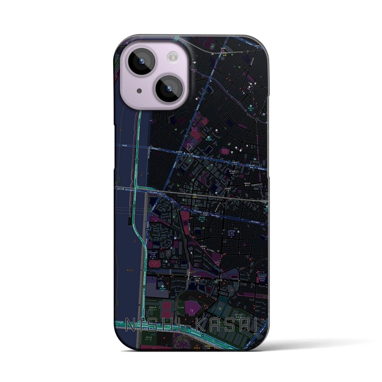 【西葛西（東京都）】地図柄iPhoneケース（バックカバータイプ）