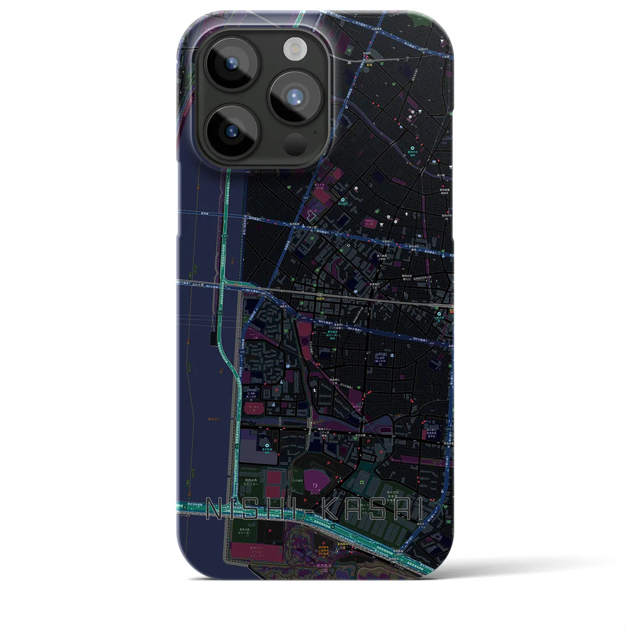 【西葛西（東京都）】地図柄iPhoneケース（バックカバータイプ）