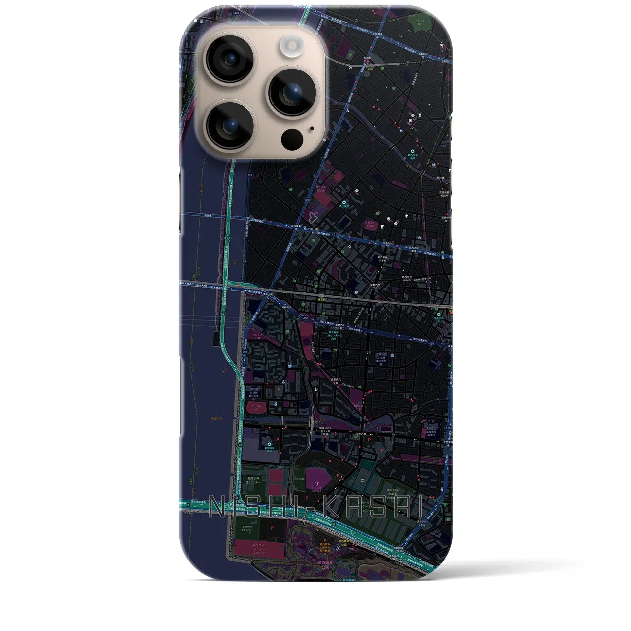 【西葛西（東京都）】地図柄iPhoneケース（バックカバータイプ）