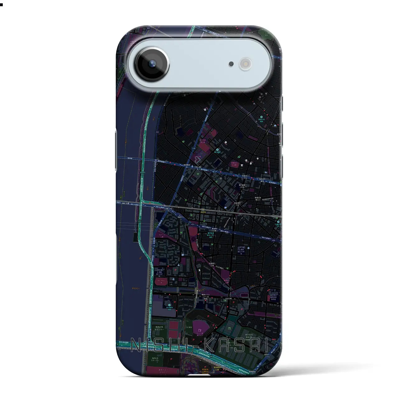 【西葛西（東京都）】地図柄iPhoneケース（バックカバータイプ）